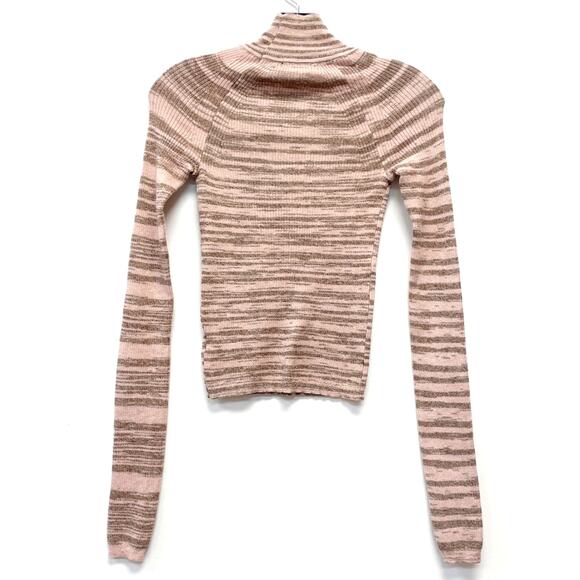 Wild Fable XS Pink & Brown Striped Cut Out Long Sleeve Turtleneck Sweater - Picture 5 of 5